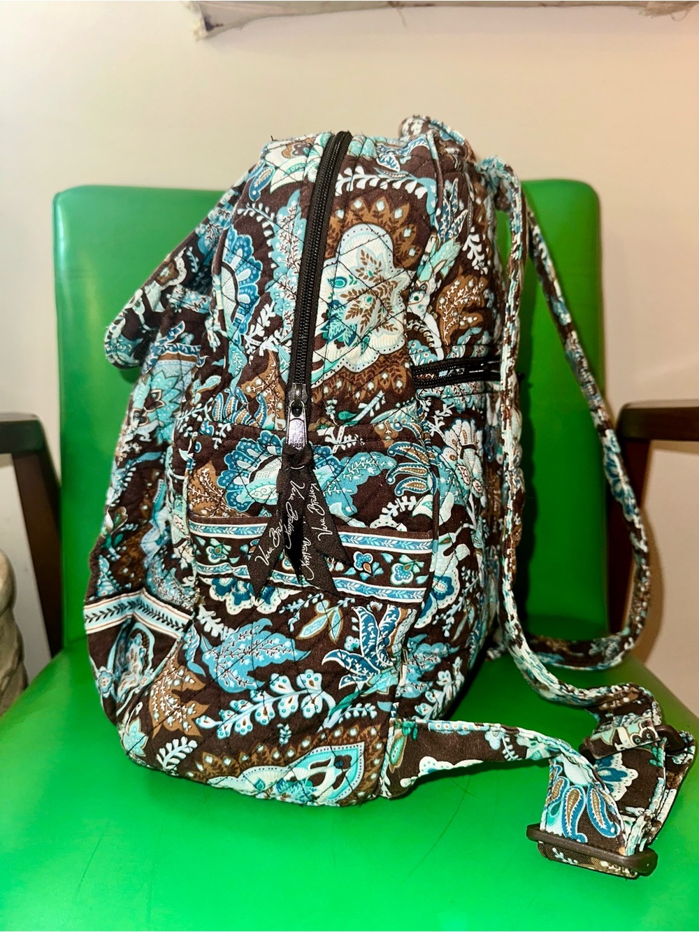 Vera Bradley Java Blue Quilted Floral Backpack - Picture 2 of 11